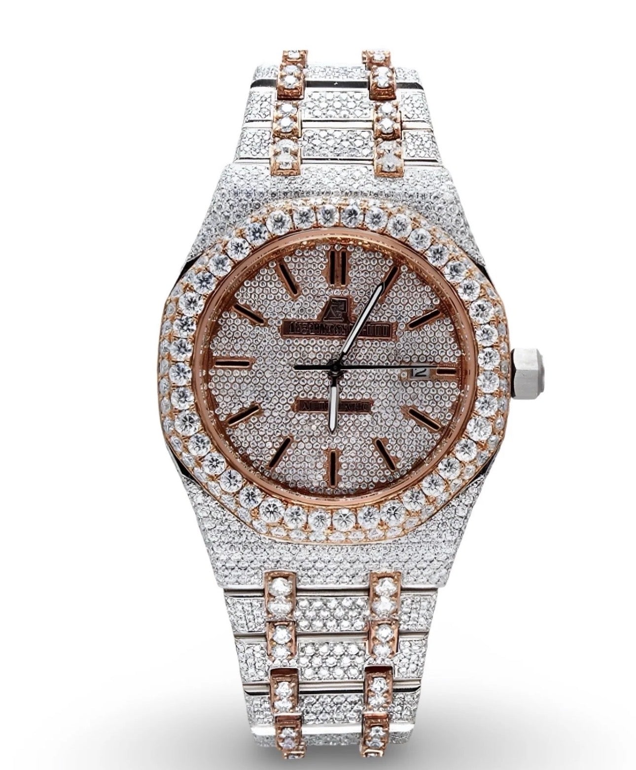 Audemars Two Tone Rose Gold Moissanite Watch