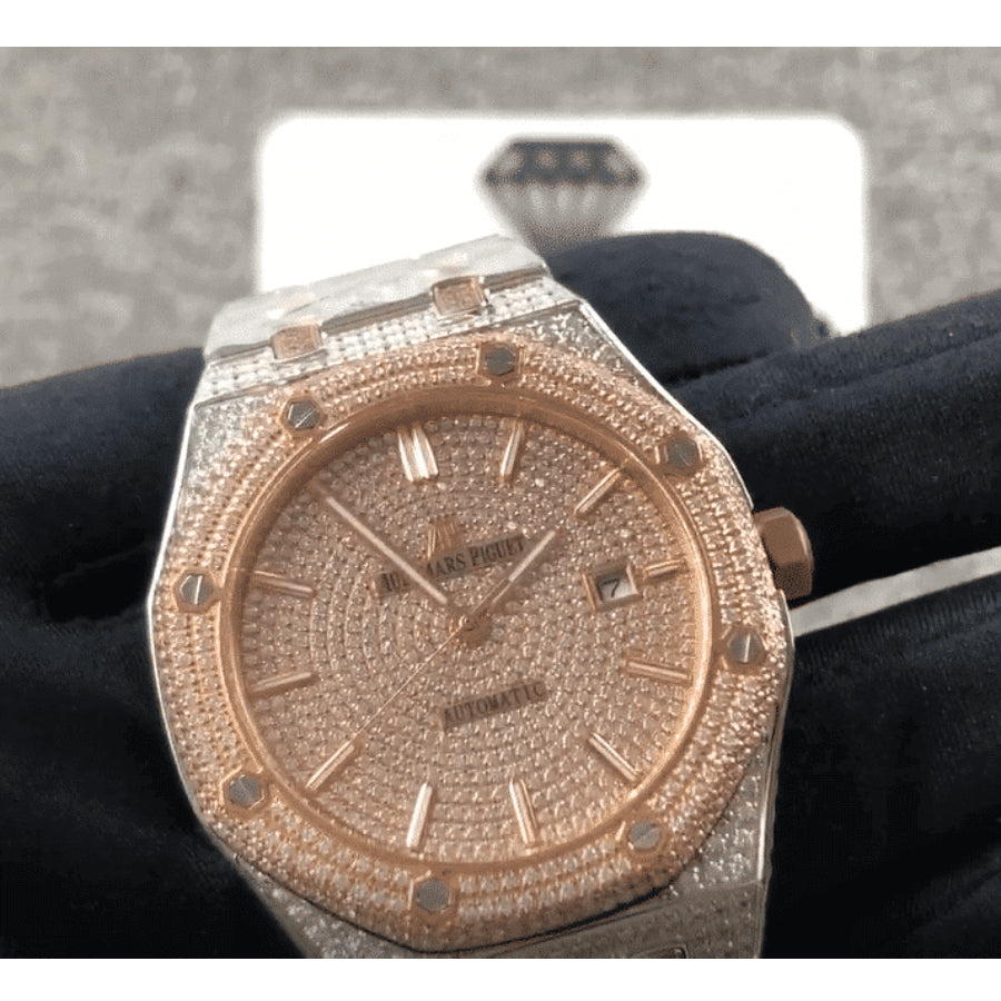 AP Royal Oak Iced Out Swiss Two-Tone 15400SR.OO.1220SR.01 Master Replica 1:1