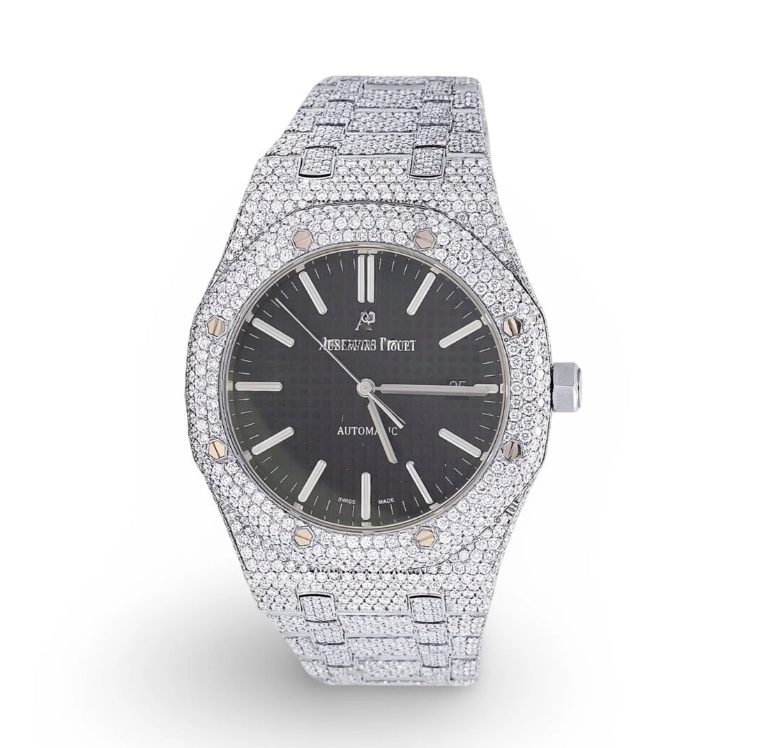 Audemars Piguet Black Dial VVS Moissanite Diamond Watch