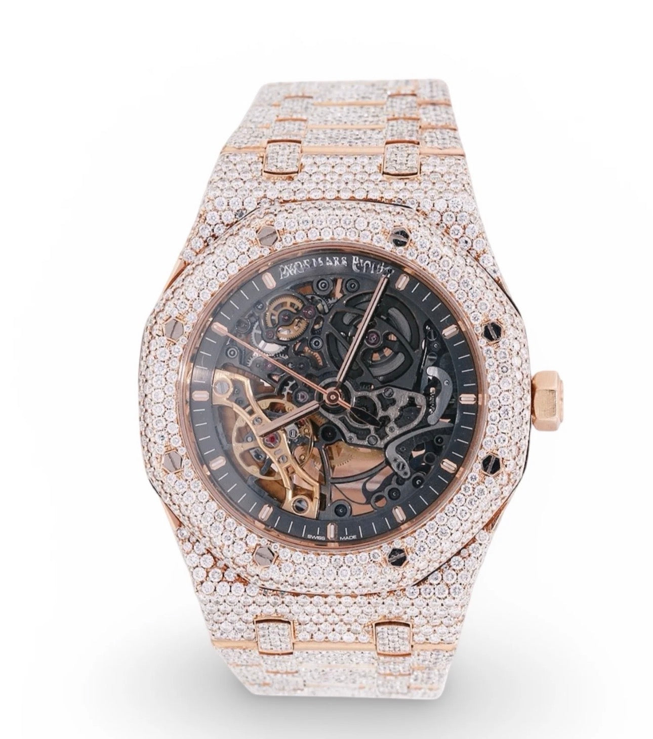 Iced out Audemars Piguet “Skeleton “ Rose Gold