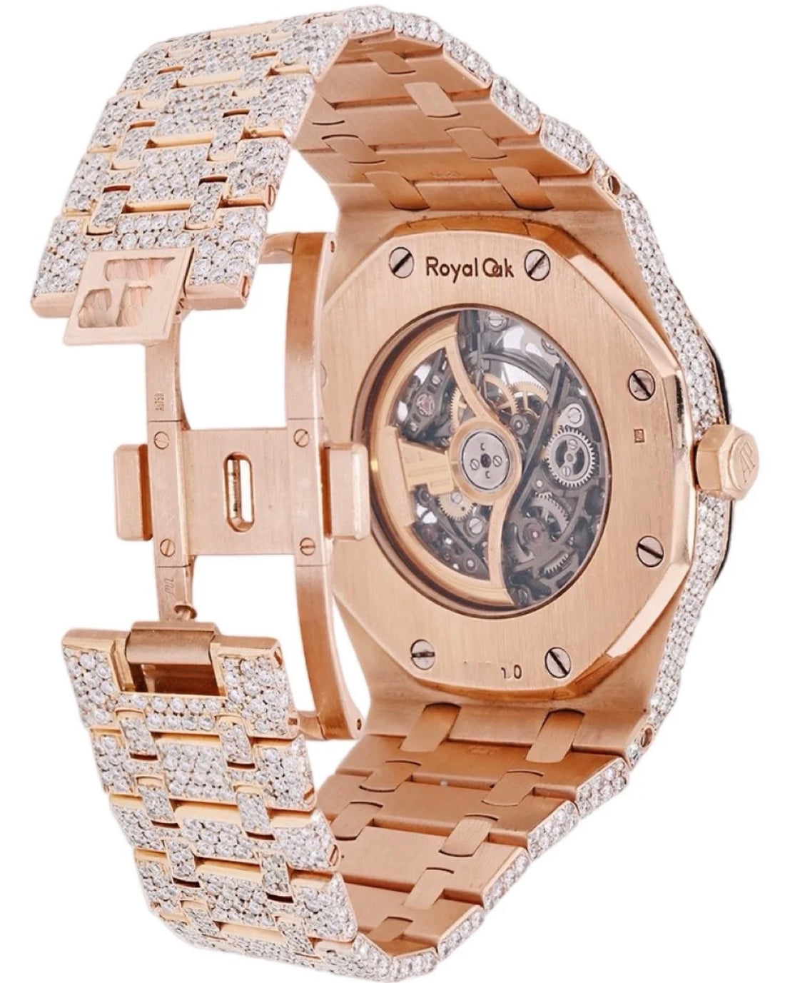 Iced out Audemars Piguet “Skeleton “ Rose Gold