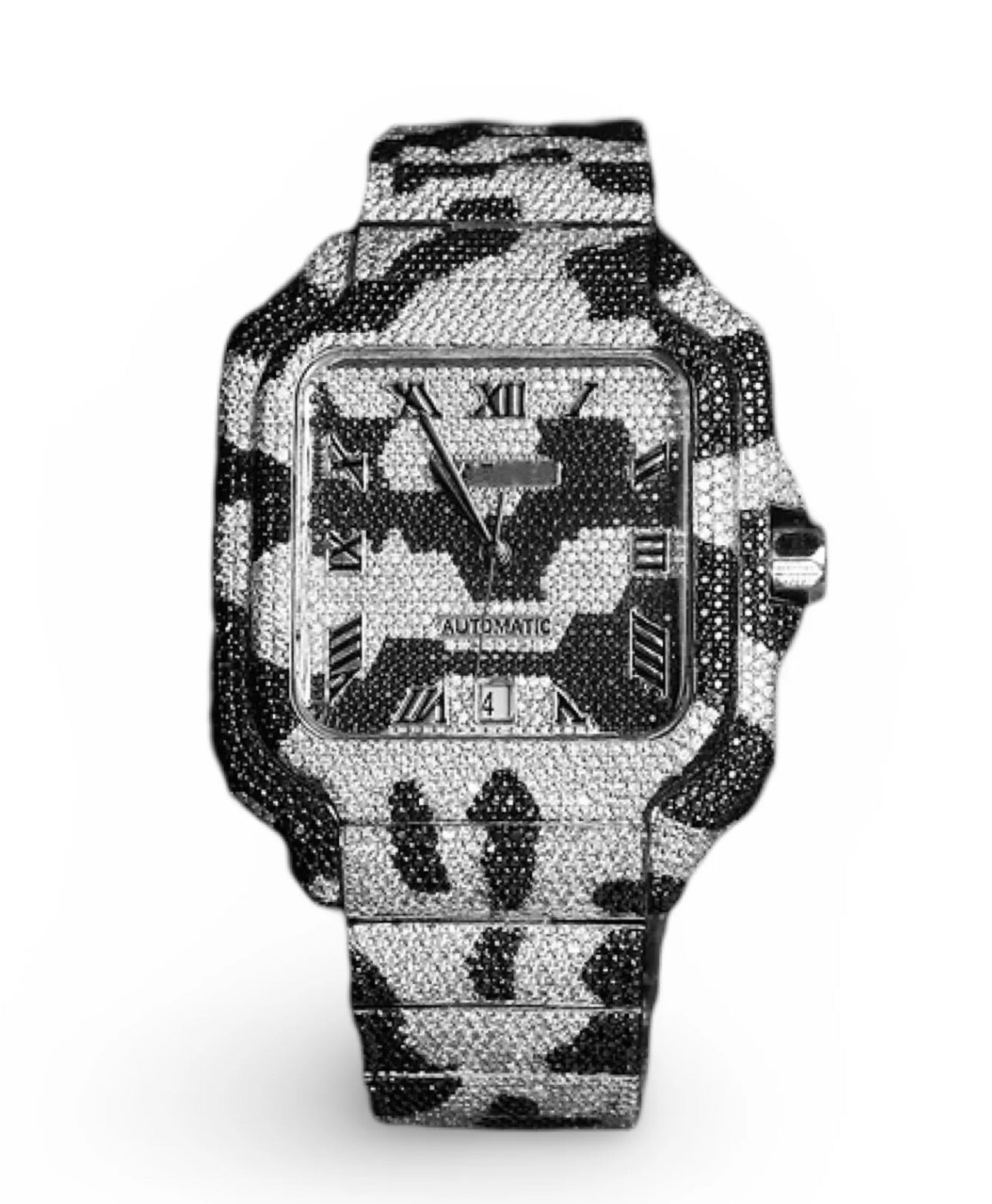 Cartier Moissanite Watch Black And White