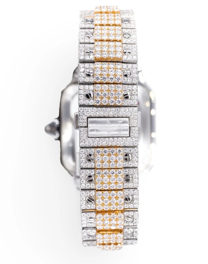 Cartier Iced Out Santos Style – Two Tone Gold