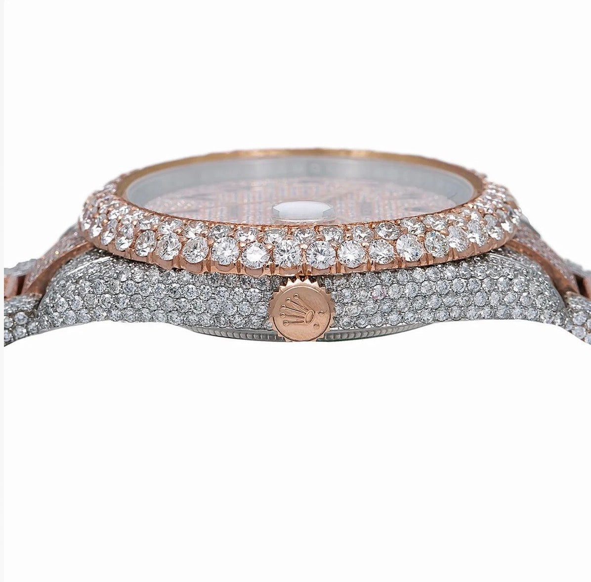 Rolex Datejust Rose Gold Two-Tone – Arabic Dial – Full Moissanite Bustdown