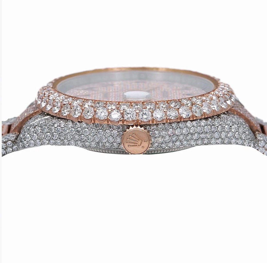 Rolex Datejust Rose Gold Two-Tone – Arabic Dial – Full Moissanite Bustdown