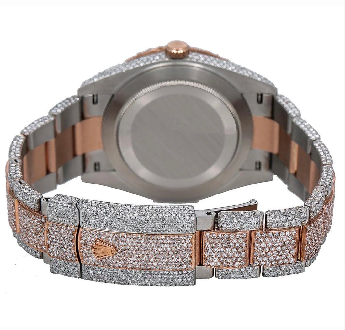 Rolex Datejust Rose Gold Two-Tone – Arabic Dial – Full Moissanite Bustdown