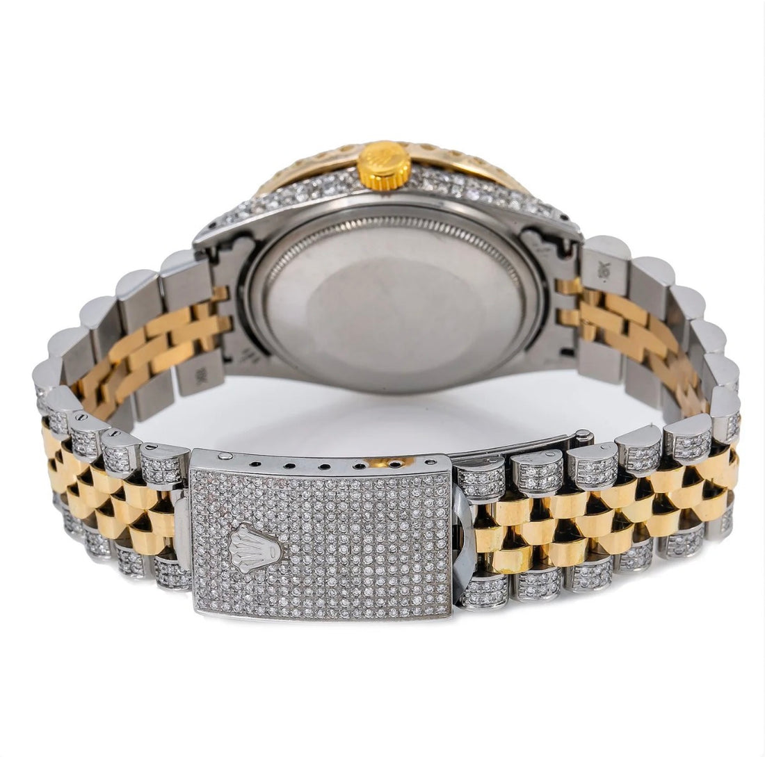 Rolex Datejust Two-Tone Gold – Champagne Roman Dial – Moissanite Bustdown