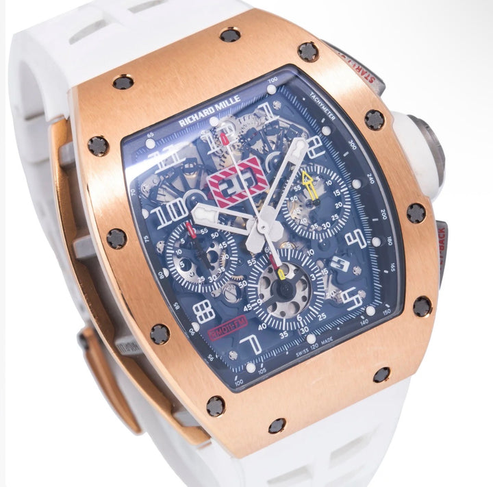 RICHARD MILLE RM 011-FM FELIPE MASSA CHRONOGRAPH TRANSPARENT DIAL WITH WHITE RUBBER BRACELET