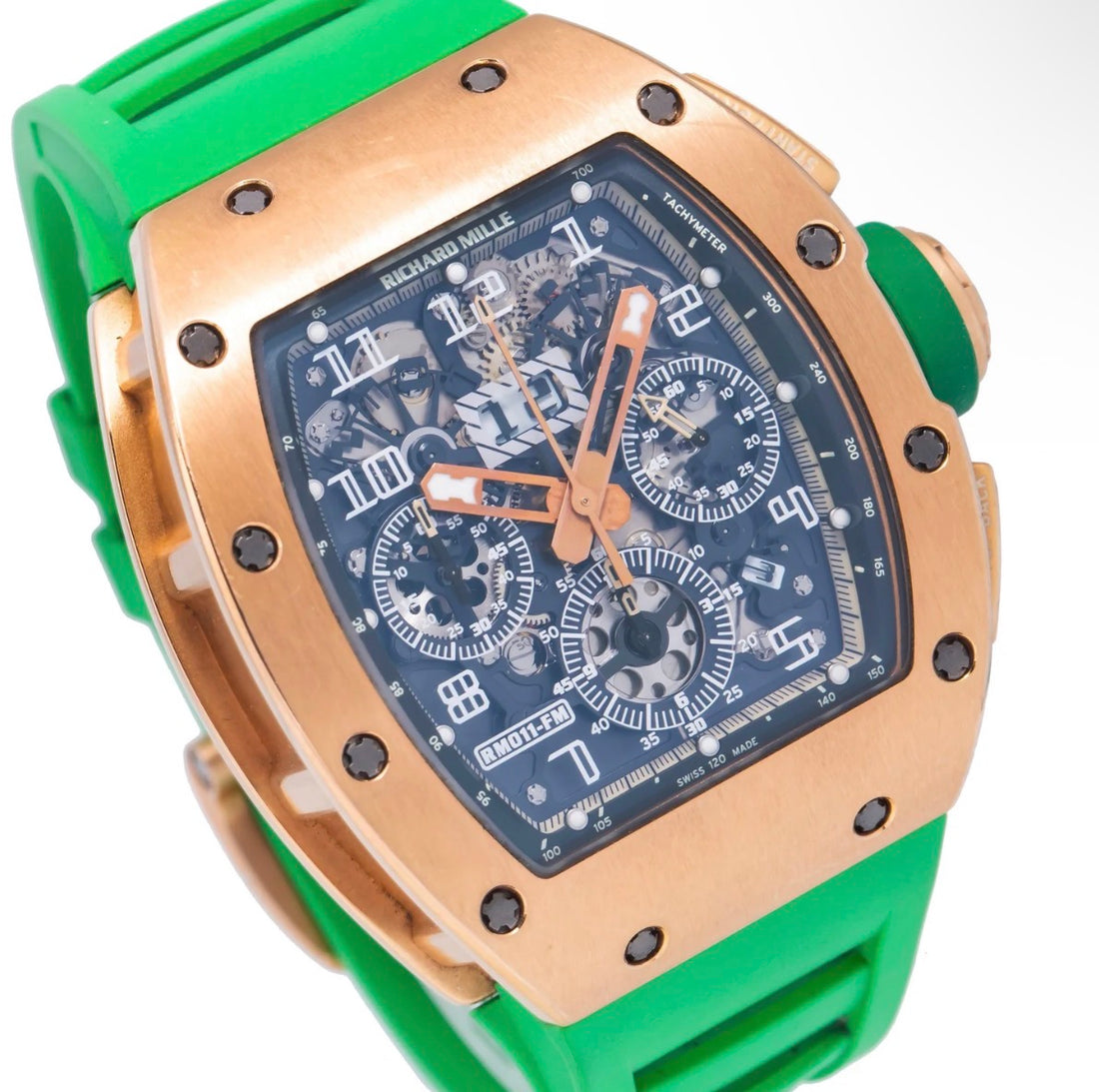 RICHARD MILLE ROBERTO MANCINI RM 011 TRANSPARENT DIAL WITH GREEN RUBBER BRACELET