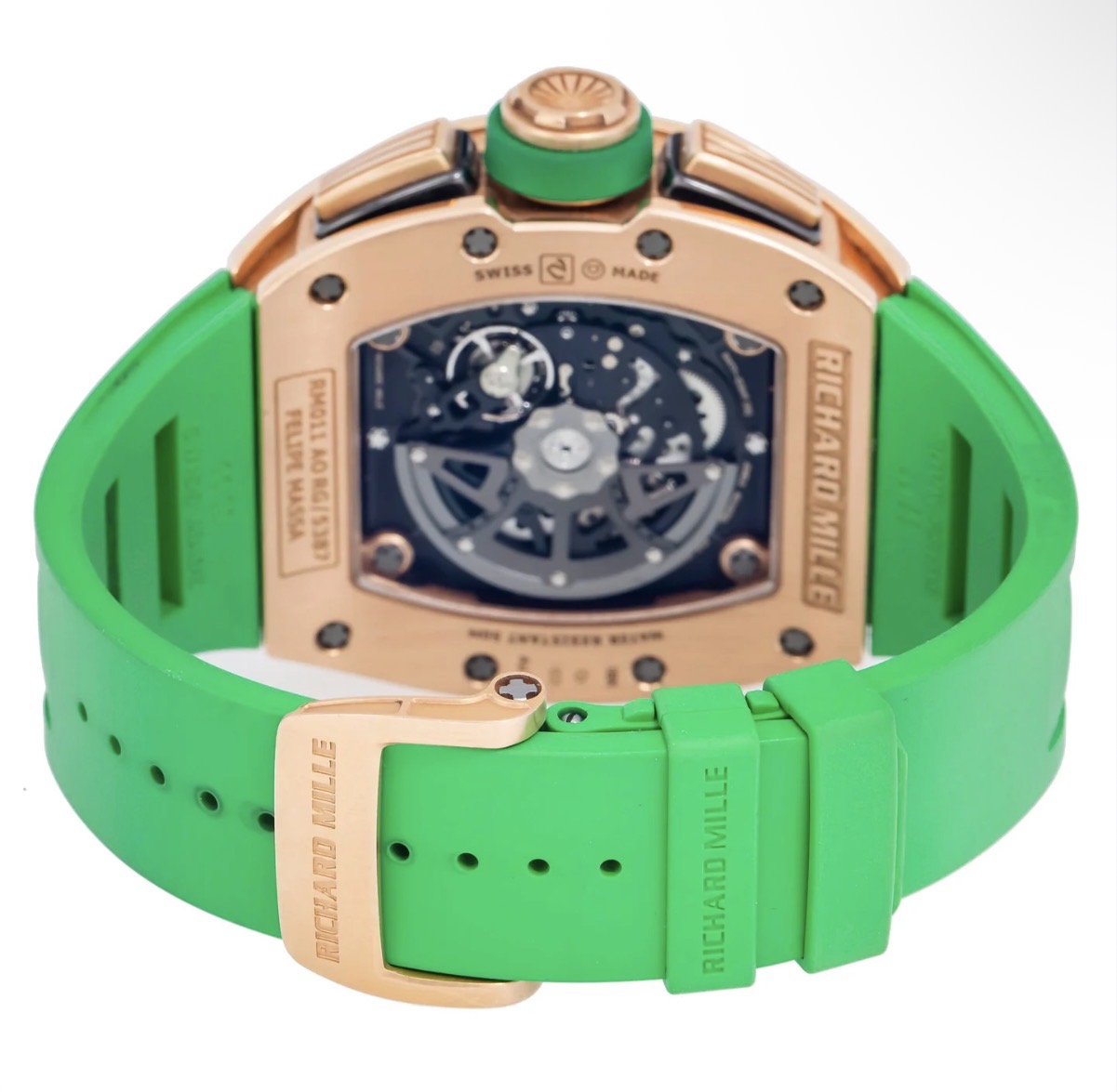 RICHARD MILLE ROBERTO MANCINI RM 011 TRANSPARENT DIAL WITH GREEN RUBBER BRACELET