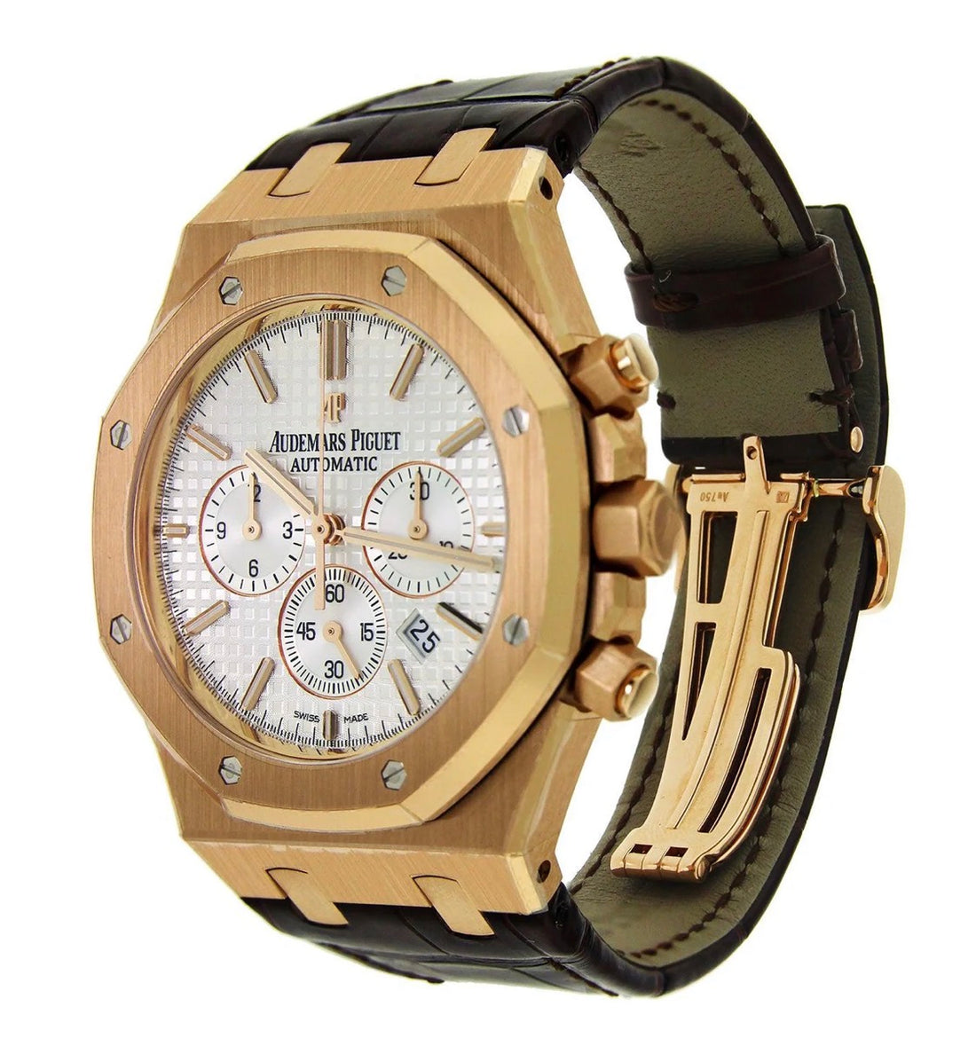 AUDEMARS PIGUET ROYAL OAK CHRONOGRAPH WHITE DIAL WITH BROWN LEATHER STRAP