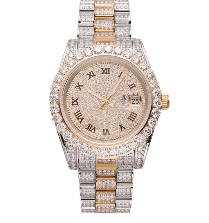 MOISSANITE PRESIDENTIAL ROLEX  WHITE AND YELLOW GOLD TWO TONE
