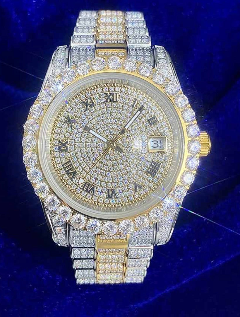 MOISSANITE PRESIDENTIAL ROLEX  WHITE AND YELLOW GOLD TWO TONE