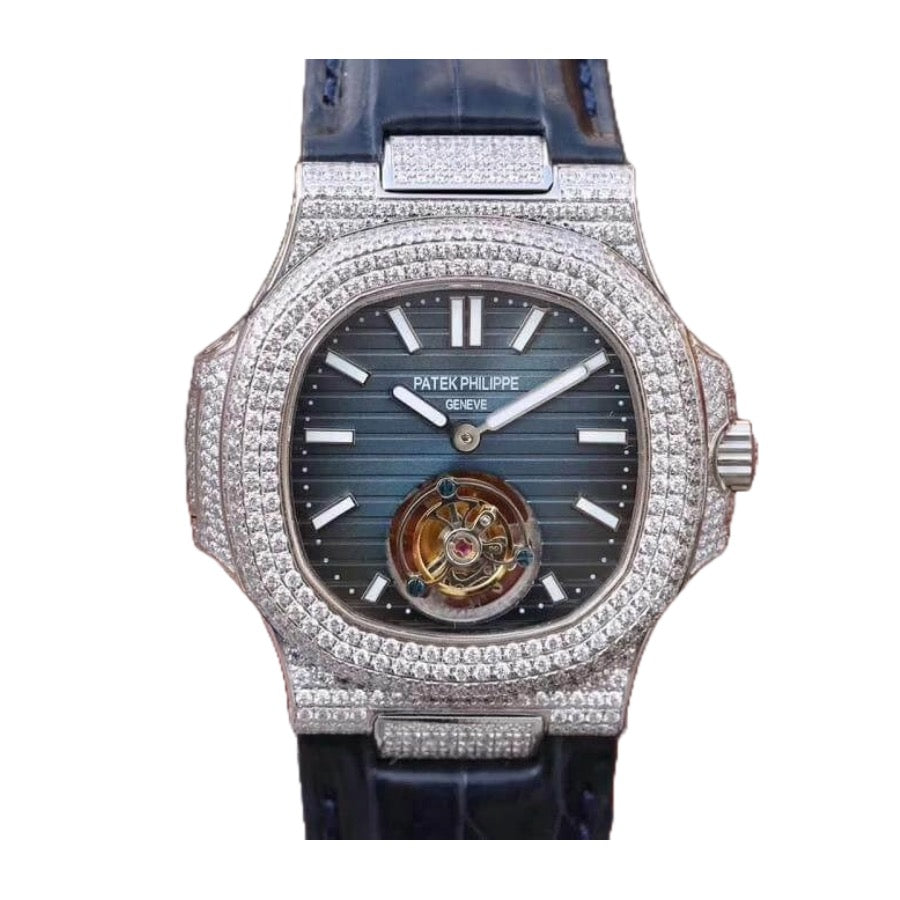 Patek Philippe Nautilus 5711 Tourbillon Jumbo Blue Dial- (Moissanite)