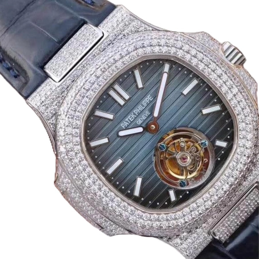 Patek Philippe Nautilus 5711 Tourbillon Jumbo Blue Dial- (Moissanite)