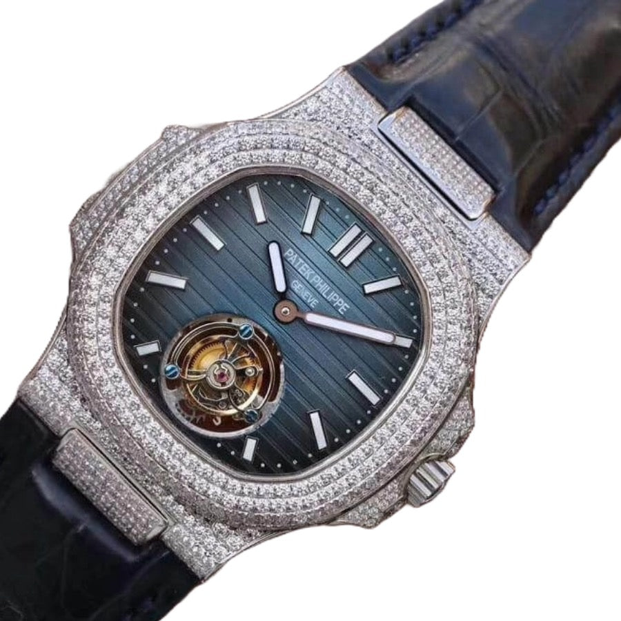 Patek Philippe Nautilus 5711 Tourbillon Jumbo Blue Dial- (Moissanite)