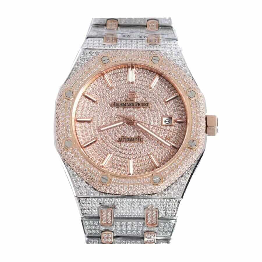 AP Royal Oak Iced Out Swiss Two-Tone 15400SR.OO.1220SR.01 Master Replica 1:1
